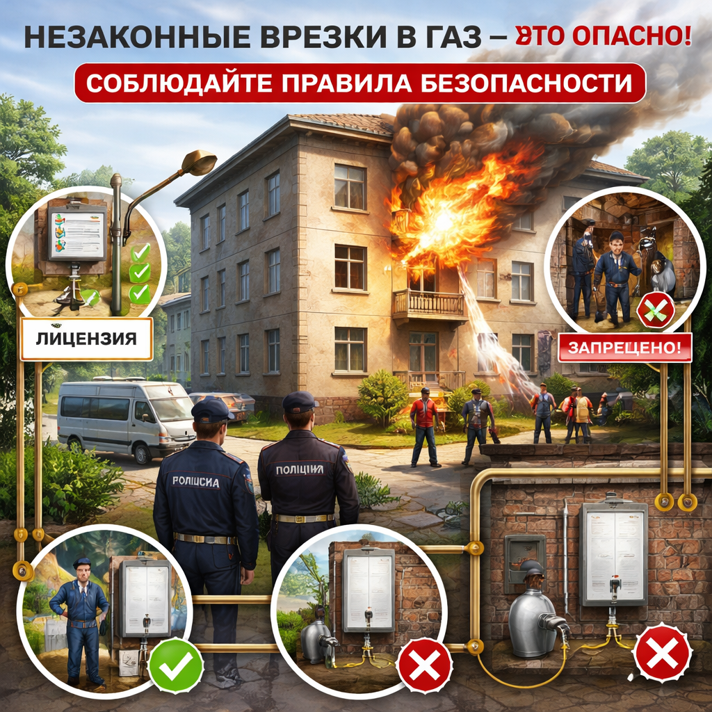Штраф за самовольное подключение газа в России 2026