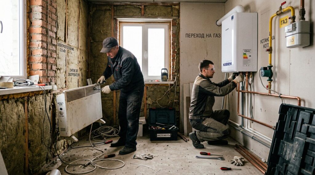 Перевод дома с электрического отопления на газ 2026